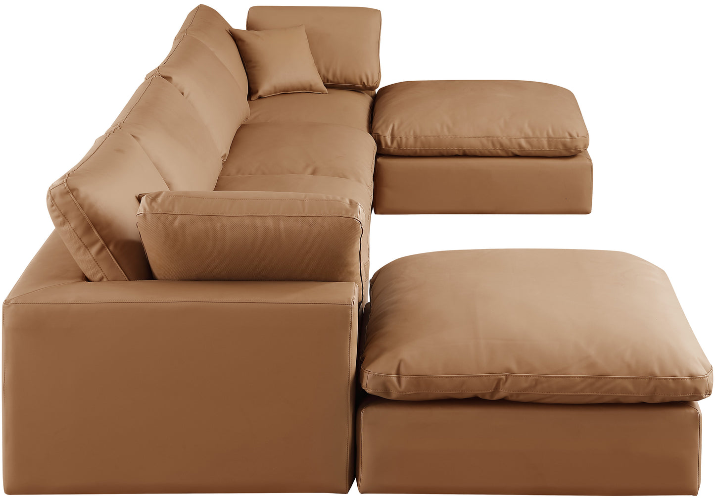 dolce cognac faux leather modular sectional sec6b