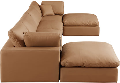 Dolce Cognac Faux Leather Modular Sectional Sec6B