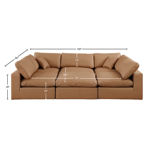 Dolce Cognac Faux Leather Modular Sectional Sec6C