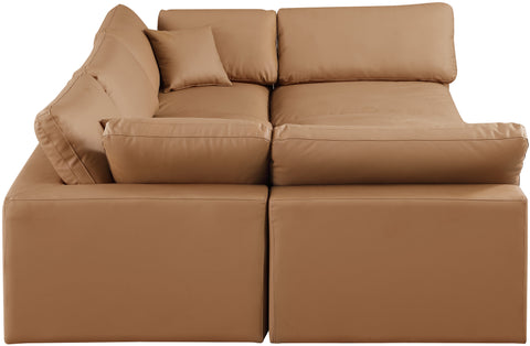 Dolce Cognac Faux Leather Modular Sectional Sec6C