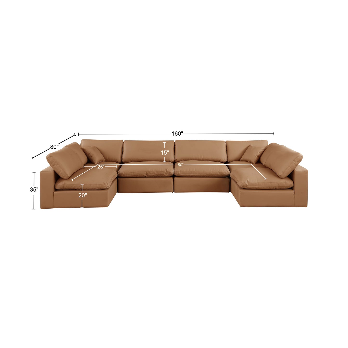 dolce cognac faux leather modular sectional sec6d