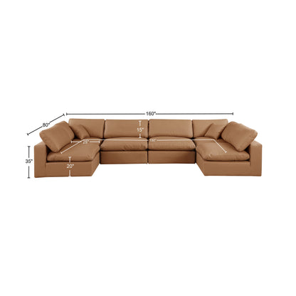 Dolce Cognac Faux Leather Modular Sectional Sec6D