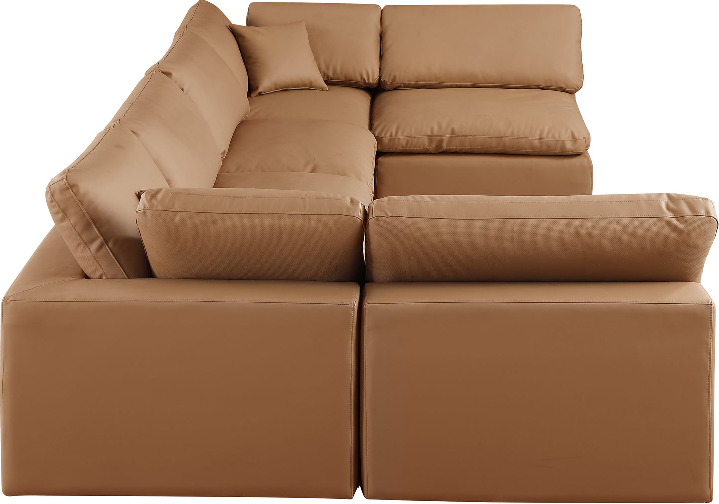 dolce cognac faux leather modular sectional sec6d