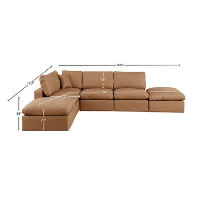 Dolce Cognac Faux Leather Modular Sectional Sec6E