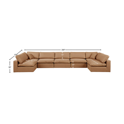 Dolce Cognac Faux Leather Modular Sectional Sec7B