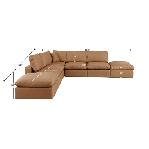 Dolce Cognac Faux Leather Modular Sectional Sec7C