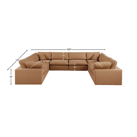 Dolce Cognac Faux Leather Modular Sectional Sec8A