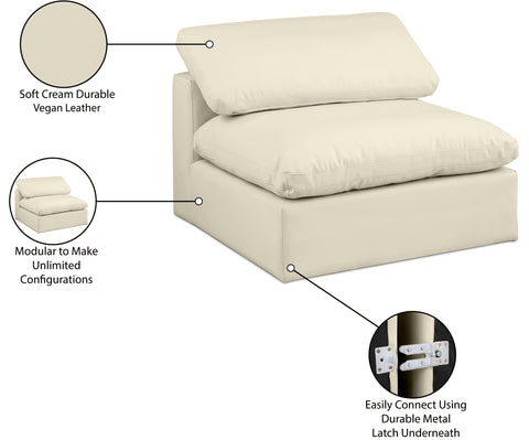 Farrah Cream Vegan Leather Upholstered Armless Chair, 1 Piece
