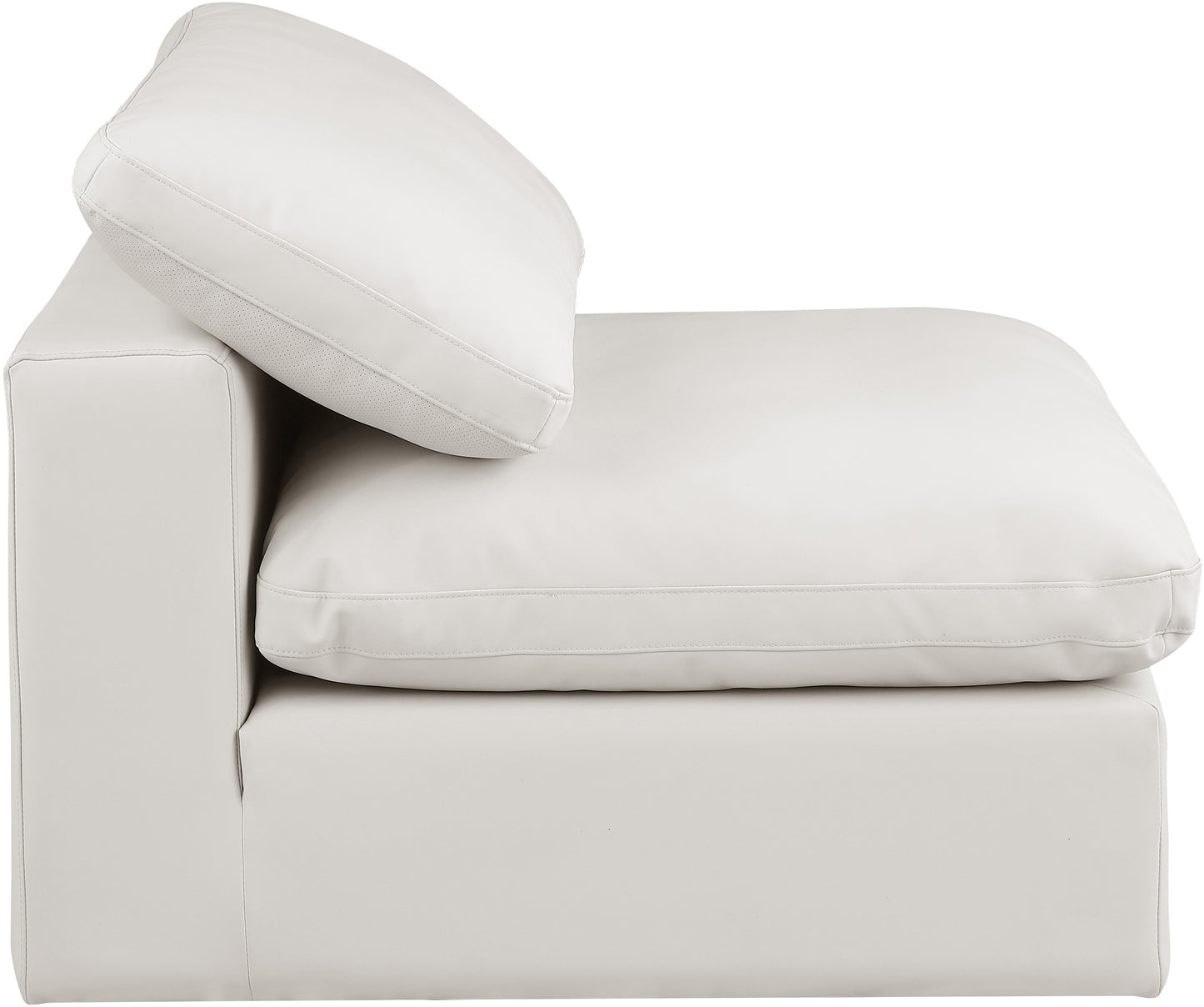 dolce cream faux leather modular armless chair armless