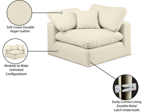 Farrah Cream Vegan Leather Upholstered Corner Chair, 1 Piece