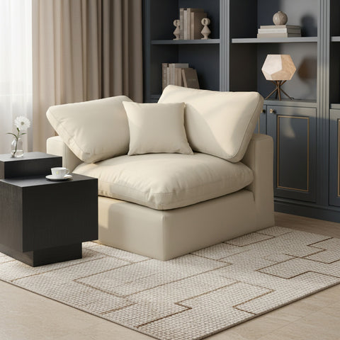 Farrah Cream Vegan Leather Upholstered Corner Chair, 1 Piece