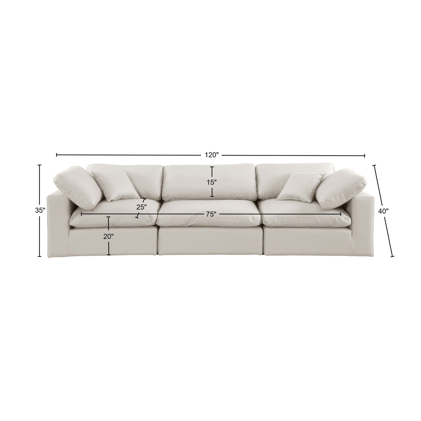 dolce cream faux leather modular sofa s119