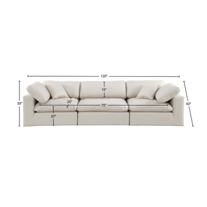 Dolce Cream Faux Leather Modular Sofa S119