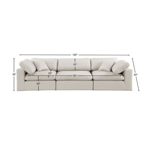 Dolce Cream Faux Leather Modular Sofa S119