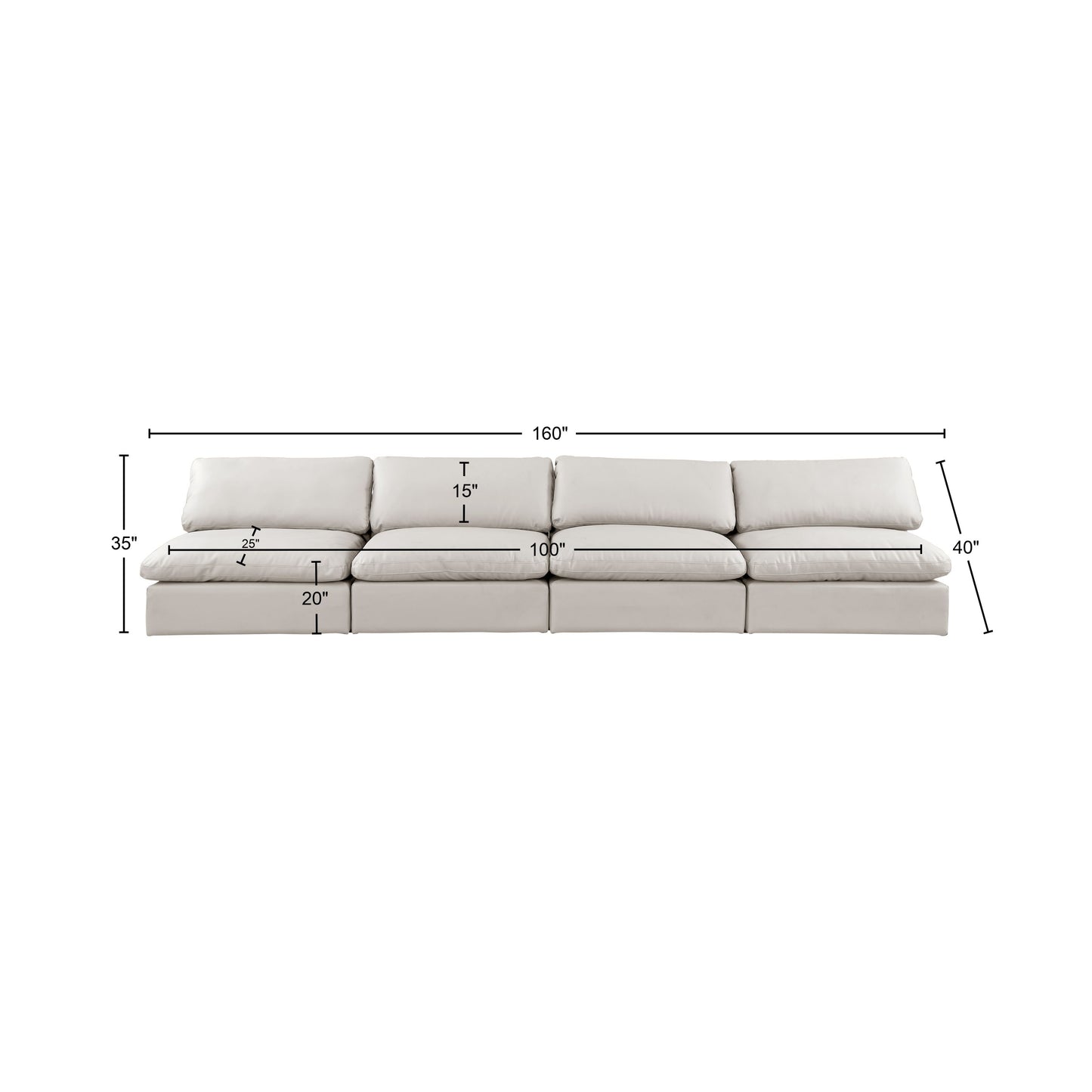 dolce cream faux leather modular sofa s156