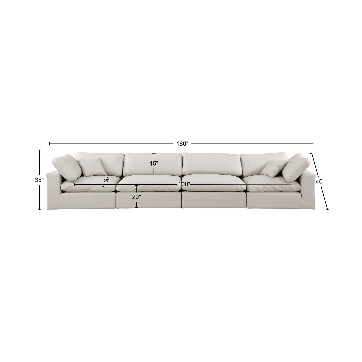 dolce cream faux leather modular sofa s158