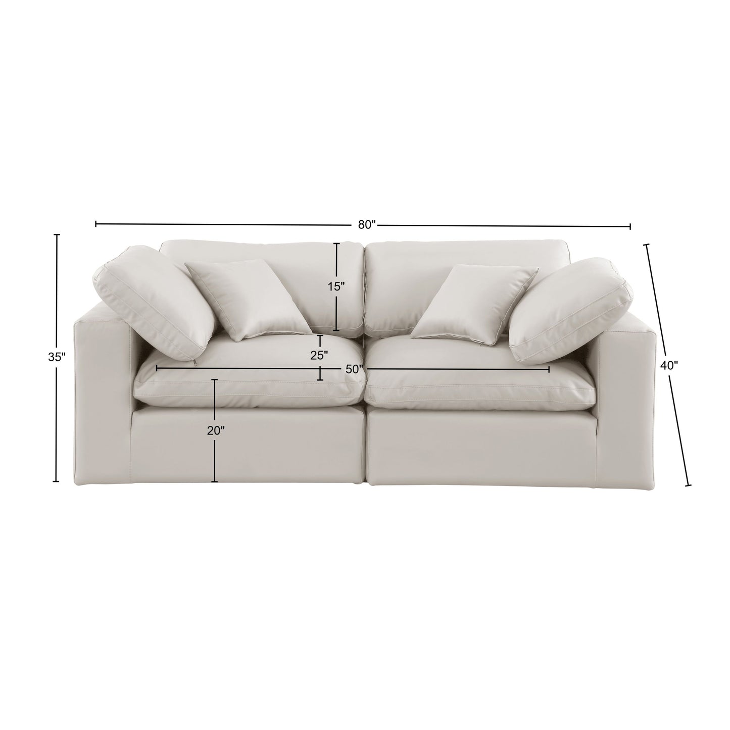 dolce cream faux leather modular sofa s80