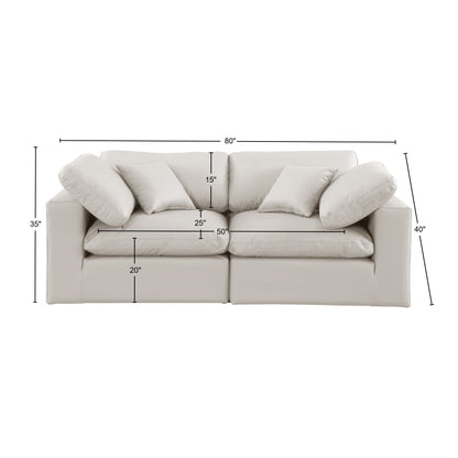 Dolce Cream Faux Leather Modular Sofa S80