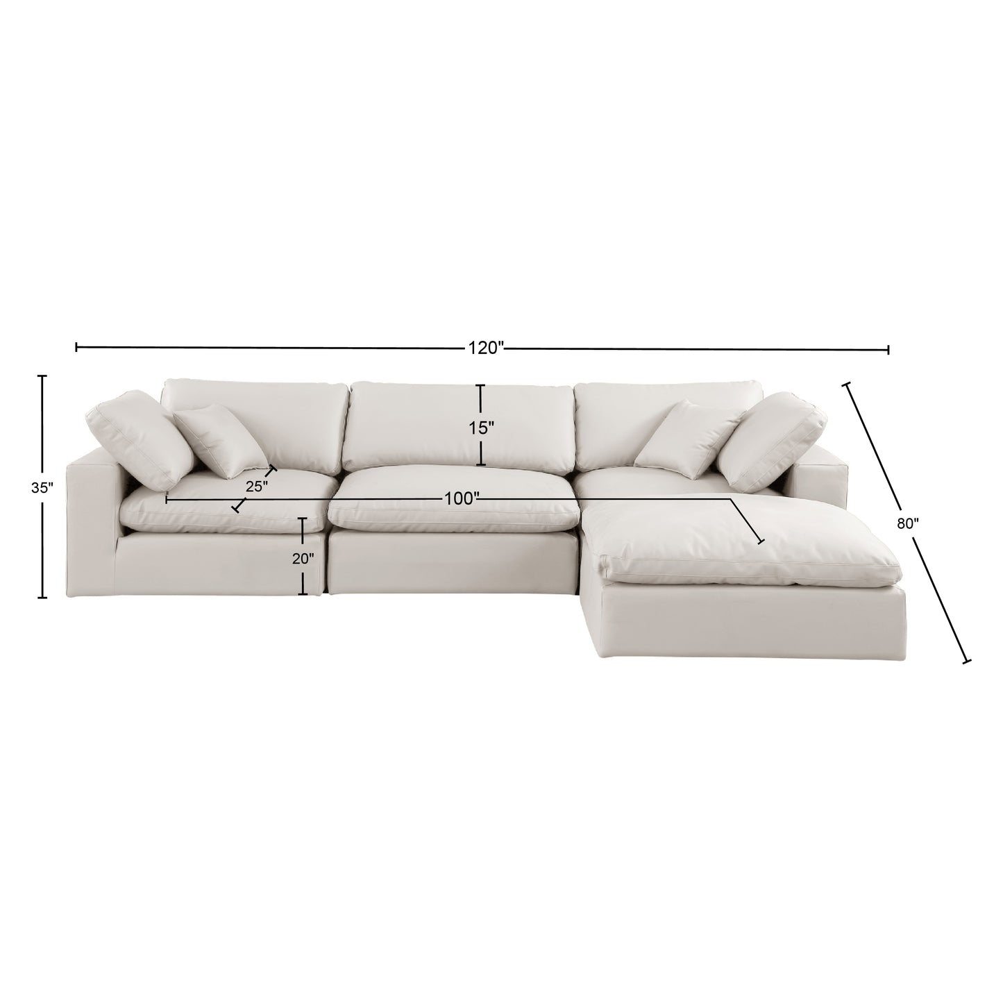 dolce cream faux leather modular sectional sec4a