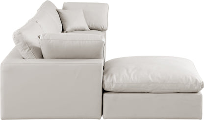 Dolce Cream Faux Leather Modular Sectional Sec4A