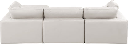 Dolce Cream Faux Leather Modular Sectional Sec4A