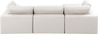 Dolce Cream Faux Leather Modular Sectional Sec4A