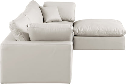 Dolce Cream Faux Leather Modular Sectional Sec4A