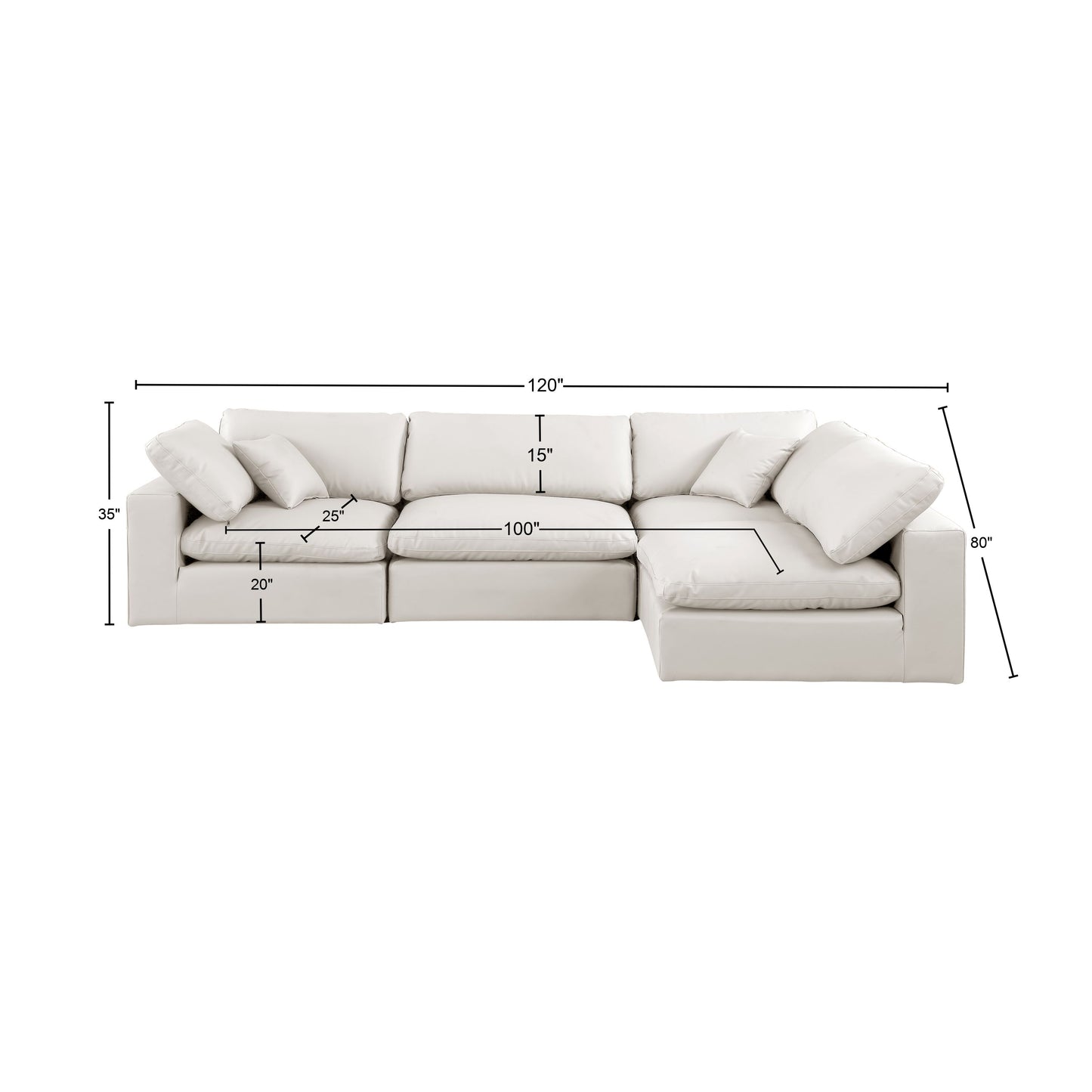 dolce cream faux leather modular sectional sec4b