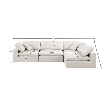 Dolce Cream Faux Leather Modular Sectional Sec4B