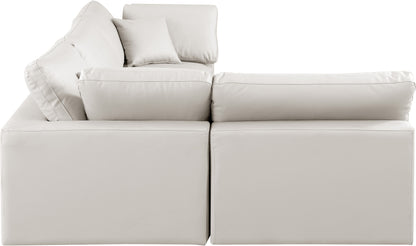 Dolce Cream Faux Leather Modular Sectional Sec4B