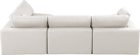 Dolce Cream Faux Leather Modular Sectional Sec4B