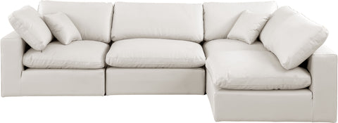 Dolce Cream Faux Leather Modular Sectional Sec4B