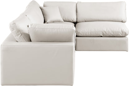 Dolce Cream Faux Leather Modular Sectional Sec4B