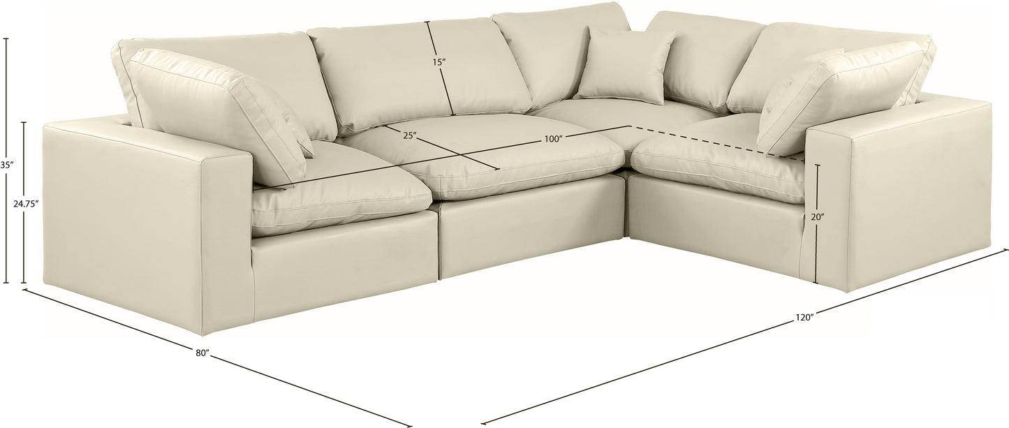 asher cream vegan leather modular sectional