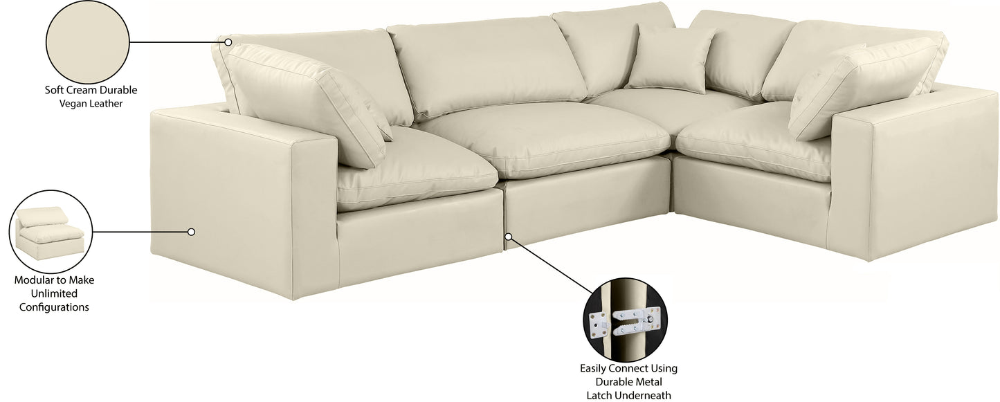 asher cream vegan leather modular sectional