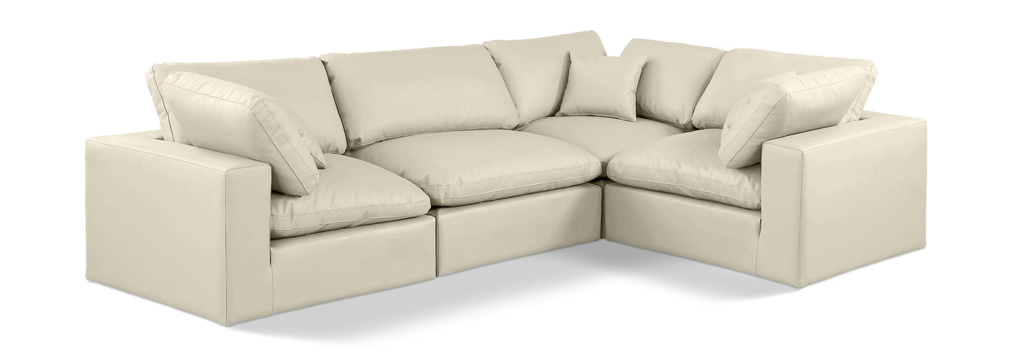 asher cream vegan leather modular sectional