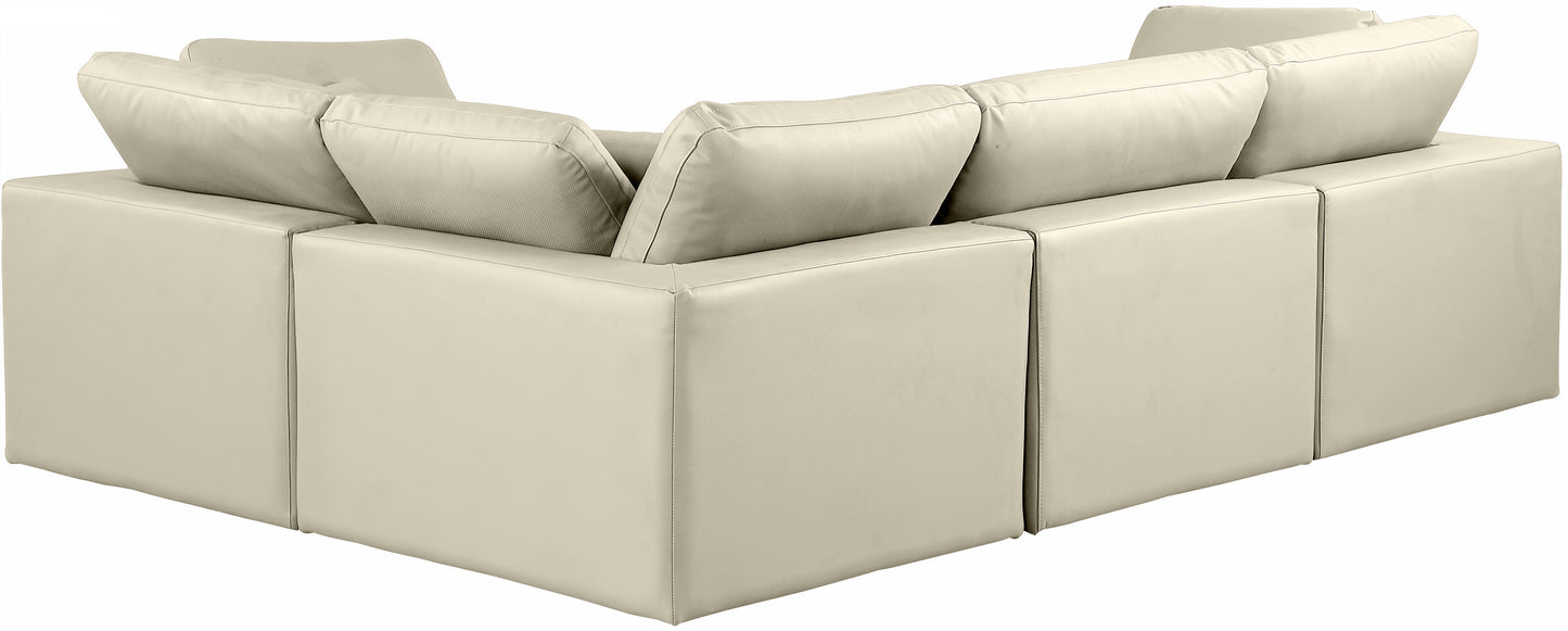 asher cream vegan leather modular sectional