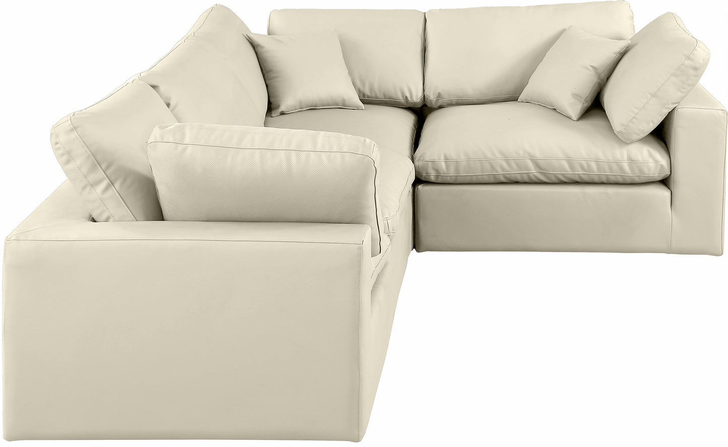 asher cream vegan leather modular sectional