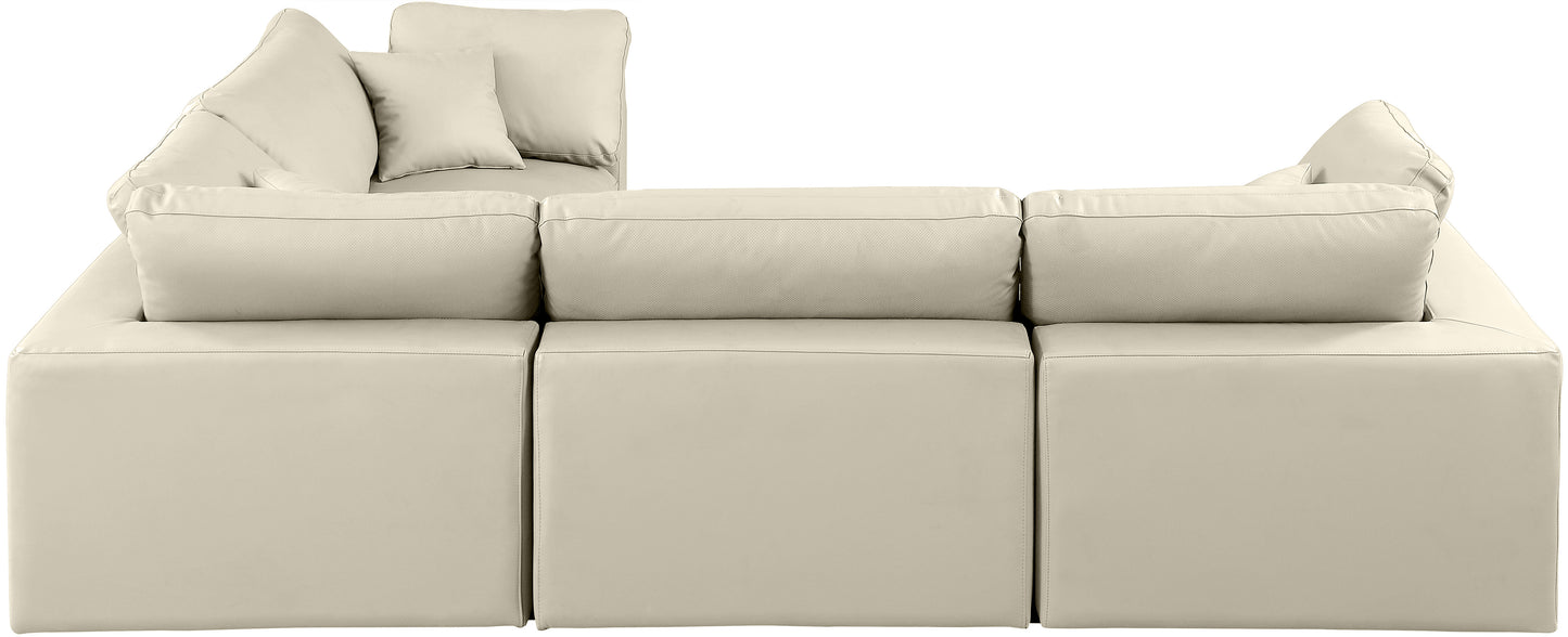 asher cream vegan leather modular sectional