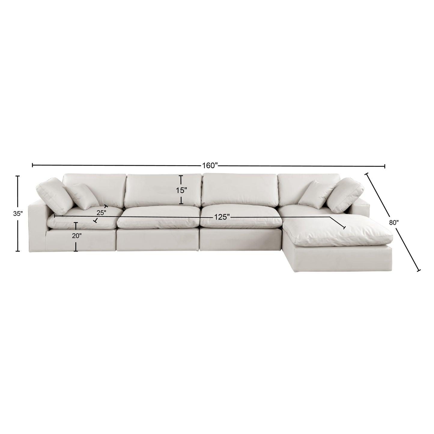 dolce cream faux leather modular sectional sec5a