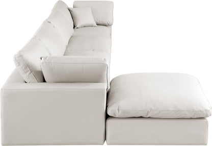 Dolce Cream Faux Leather Modular Sectional Sec5A