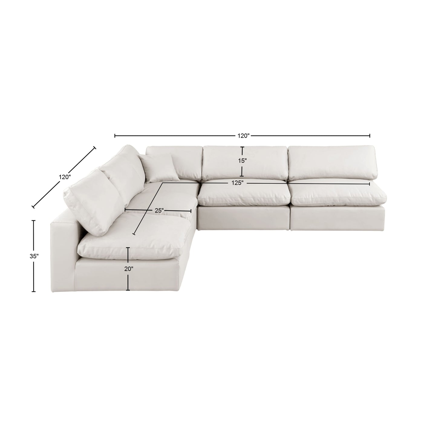 dolce cream faux leather modular sectional sec5b