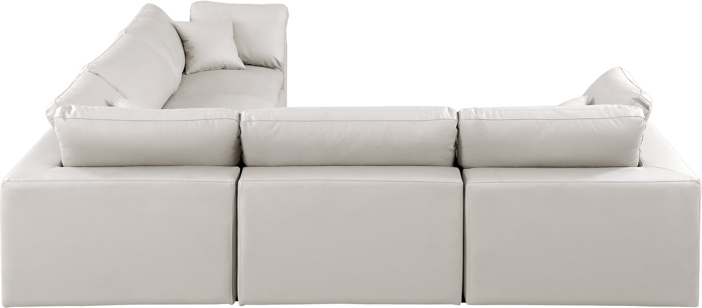 dolce cream faux leather modular sectional sec5c