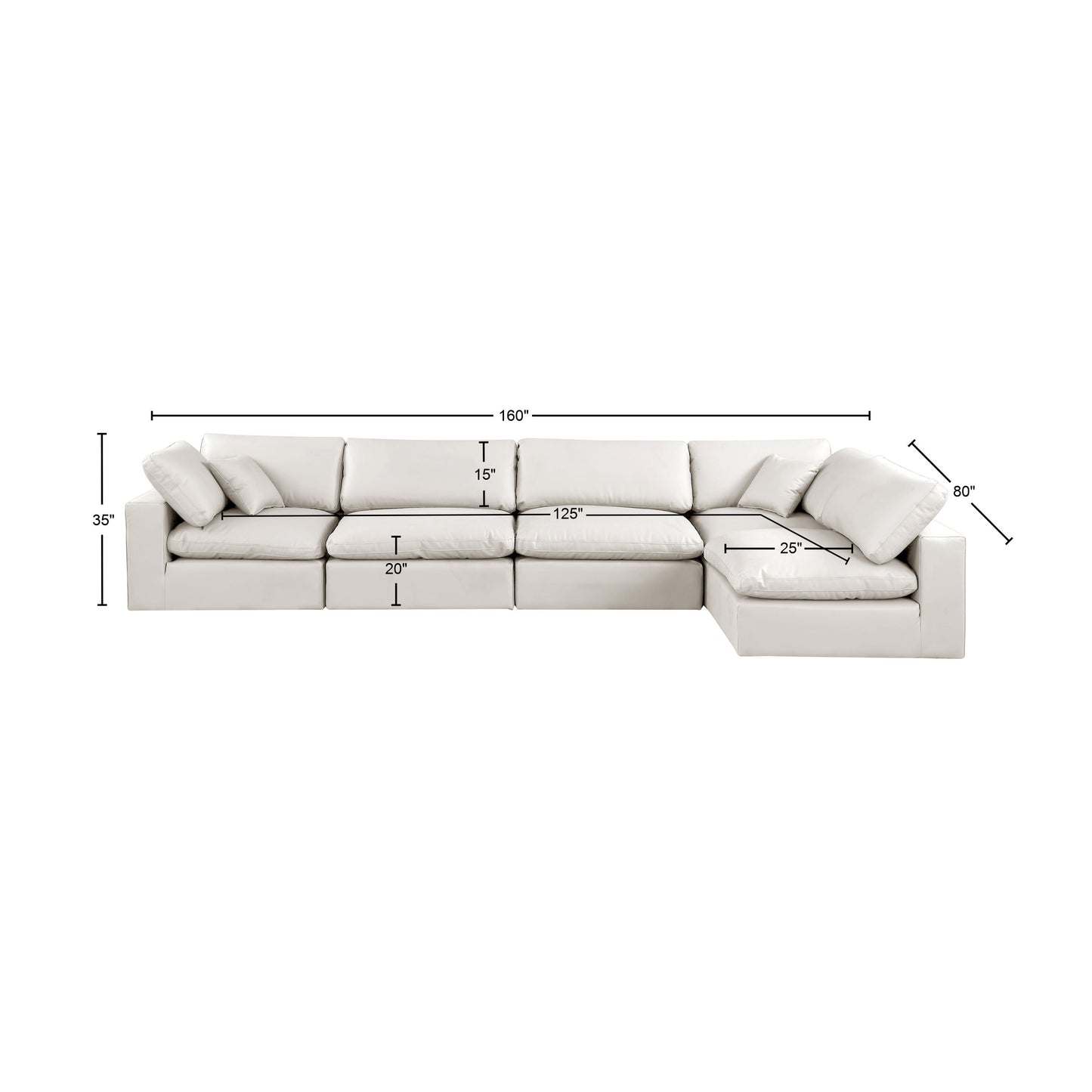 dolce cream faux leather modular sectional sec5d