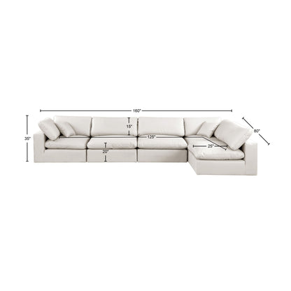 Dolce Cream Faux Leather Modular Sectional Sec5D