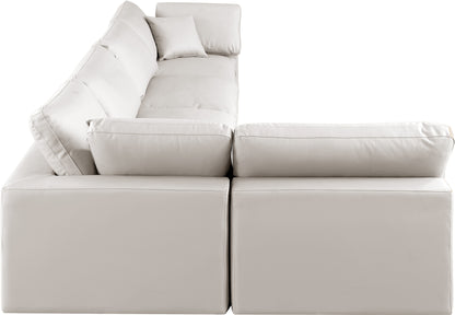 Dolce Cream Faux Leather Modular Sectional Sec5D