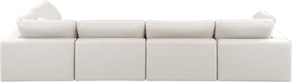 Dolce Cream Faux Leather Modular Sectional Sec5D