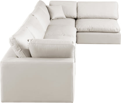 Dolce Cream Faux Leather Modular Sectional Sec5D