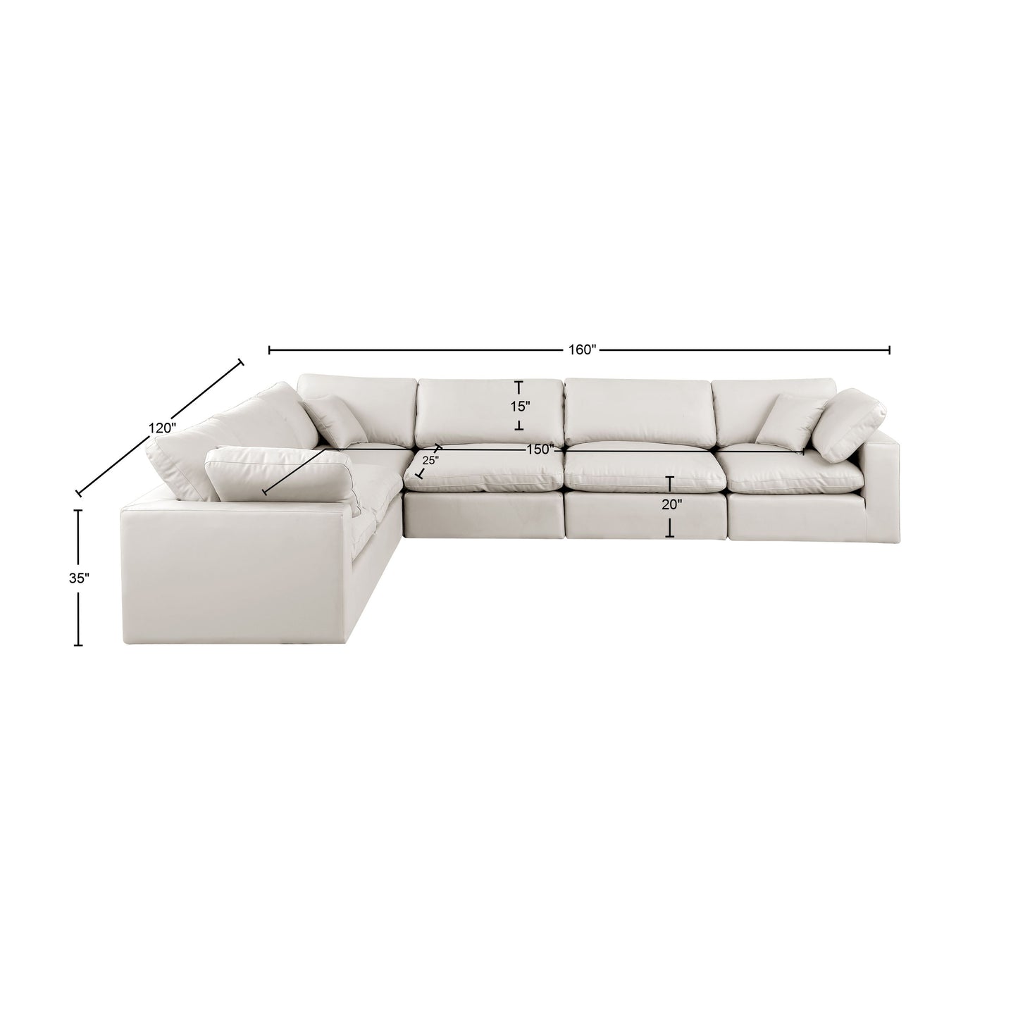 dolce cream faux leather modular sectional sec6a