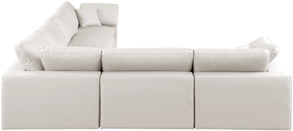 Dolce Cream Faux Leather Modular Sectional Sec6A